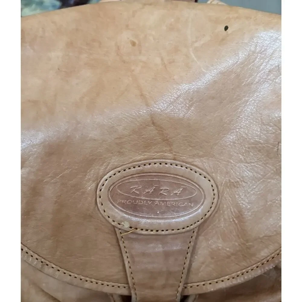 Vtg Kara Leather Backpack Tan Leather Rucksack Heritage Utility Boho USA Bag